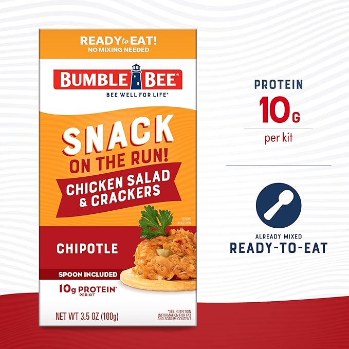 Bumble Bee Snack On The Run Chipotle Chicken Salad with Crackers Kit, 3.5 oz - Ready to Eat, Spoon Included - Shelf Stable & Convenient Protein Snack (Pack of 5)