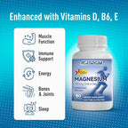 MGSPORT Magnesium Supplement 380mg - High Absorption Magnesium Complex Formula with Vitamins B6, D, E - Supports Muscle Function and Sleep Quality - 60 Servings