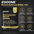 zooone Shilajit Himalayan Gummies with Ashwagandha & Black Musli Gokshura - Natural Energy No Artificial Fillers, Individual Packaging