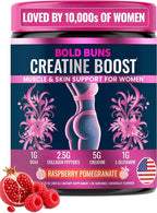 Creatine for Women – Supplement with Collagen & BCAA – Supports Muscle Development, Post-Workout Recovery, Skin Elasticity, Healthy Hair & Nail (30 Servings (1 Pack), Raspberry Pomegranate)