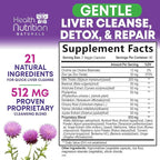 Gentle Liver Cleanse Detox & Repair Formula - Advanced Liver Support Supplement with Silymarin Milk Thistle, Dandelion Root, Artichoke Extract, Turmeric, Choline, & Beetroot - 120 Veggie Capsules