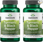 Swanson Organic Turmeric & Black Pepper Joint Health Supplement for Active Adults Seeking Anti-Inflammatory Support with Enhanced Bioavailability (60 Vegan Capsules, 2 Pack)