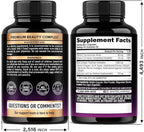 Multi Collagen Peptides - Hydrolyzed Types I, II, III, V & X - Collagen Supplement for Women 1300mg - w/ Hyaluronic Acid, Vitamins C & E - Skin, Hair, Nails & Joint Support - Made in USA, 120 Capsules