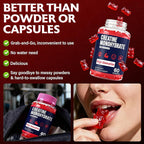 Creatine Monohydrate Gummies for Women & Men, Taurine & B6, Chewable Creatina Pre Workout Gummies for Max Strength & Muscle Growth, Energy, Endurance, Creatine for Men & Women - 1 Pack