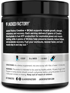 Jacked Factory Creatine + BCAAs - Creatine Monohydrate + BCAA Powder for Increased Post-Workout Recovery, Performance, Lean Muscle Growth, & Reduced Fatigue - 30 Servings, Blue Raspberry