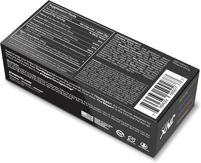 JNX SPORTS The Ripper! Fat Burner for Men & Women – Shredding Thermogenic Fat Burner, Pre-Workout & Appetite Suppressant – Sample Variety Pack 5 x 5g Sticks