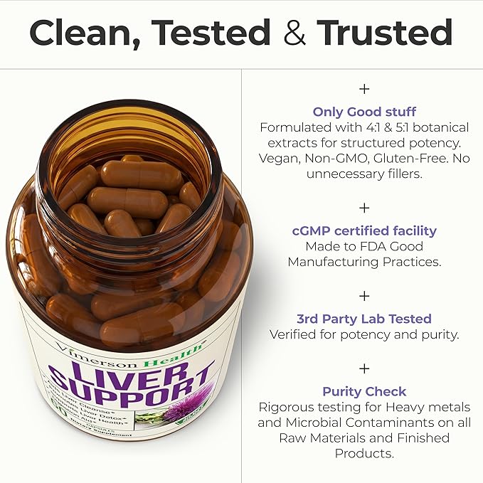 Vimerson Health Liver Cleanse Detox & Repair - Milk Thistle Supplement with Silymarin, Dandelion Root, Artichoke & Zinc for Liver Support, Digestion, Energy with Milk Thistle Extract, 60 Capsules