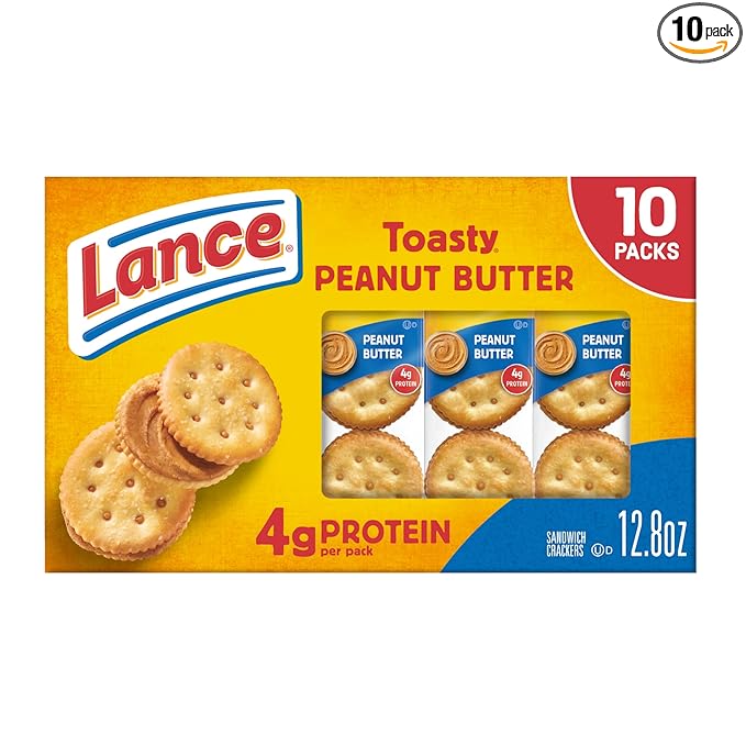 Lance Sandwich Crackers, Toasty Peanut Butter, 10 Individually Wrapped Packs, 6 Sandwiches Each