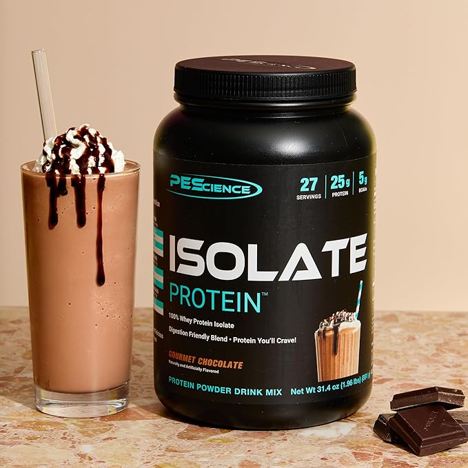 PEScience Isolate Whey Protein Powder, Gourmet Chocolate, 27 Servings, 100% Whey Protein Isolate, Low Carb, Fast Absorbing Post Workout Shake for Men and Women