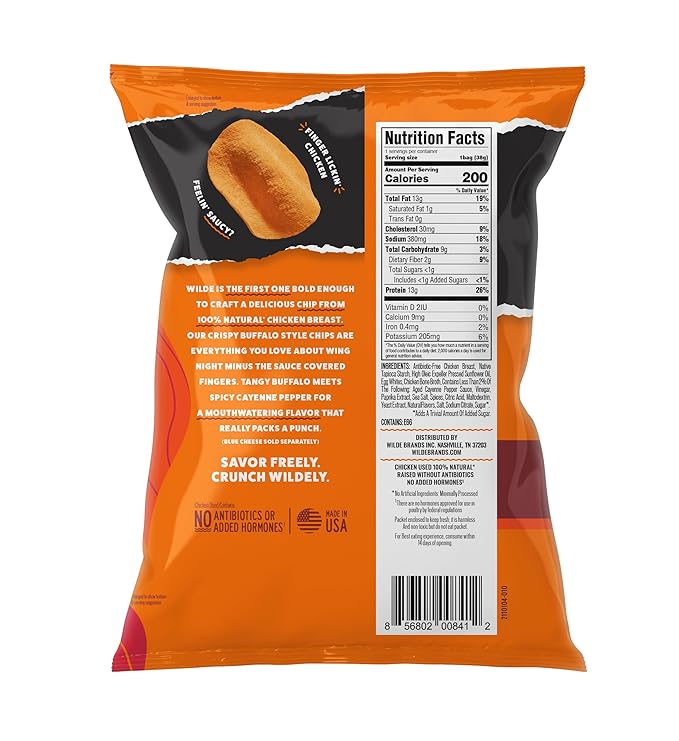 WILDE Chips, High Protein Snacks for Adults, Keto Chips, Gluten Free, Low Carb Snack Box Made with Real Ingredients, Buffalo Style