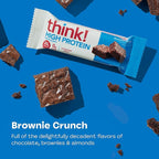 think! Protein Bars, High Protein Snacks, Gluten Free, Kosher Friendly, Brownie Crunch, Nutrition Bars, 2.1 Oz per Bar, 30 Count (Packaging May Vary)