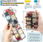 14 Grids Travel Pill Organizer Box with 415-Pcs Medicine Name Labels - Pocket Daily Pharmacy Case Container Kit - Travel Medication Holder Dispenser for Fish Oil Vitamin Supplement Storage -Clear Grey
