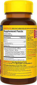 Nature Made Extra Strength Burp Less Fish Oil Omega 3 Supplements 1400 mg Minis, Omega 3 Fish Oil as Ethyl Esters for Healthy Heart Brain Eyes Support, 60 Softgels, 30 Day Supply