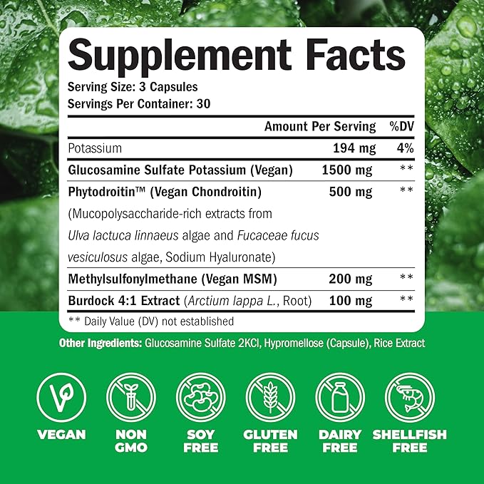 Vegan Glucosamine Chondroitin MSM Joint Support Supplement & Complete Multivitamin for Women