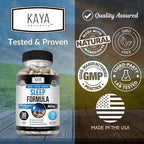 Kaya Naturals - Sleep Support Formula with Melatonin - Aid Support Vitamin Supplement - Sleep Stress and Mood Support - L-Tryptophan, Passion Flower, Ashwagandha and More (30 Count)