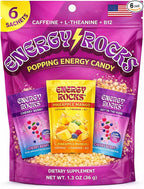 Caffeine Candy - Popping Energy Candy Crystals, 100mg Caffeine, L-Theanine & B12, Fast Energy, No Drink Needed - Coffee Alternative 15-Pack (Pineapple Mango & Cherry Berry)