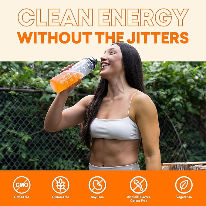 EBOOST Energy Drink & Electrolyte Powder Drink Mix - Super Powder Orange with No Added Sugar, Blend of Vitamins, Nootropics, Natural Caffeine & Hydration - Pre & Post Workout - 40 Serving Tub