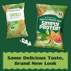Simply Protein - Tortilla Chips, Restaurant Style Protein Chips, Hint of Lime (3-Pack) - 7g Protein, 140 Calories, Gluten Free, Vegan - Crispy Plant Based Pea Protein Snacks - 3 Bags, 4.58oz (130g)