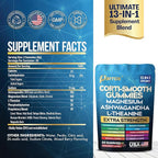 Corti-Smooth Cortisol Support Gummies with Magnesium, L-Theanine, Ashwagandha, Phosphatidylserine, Bacopa Monnieri, Lions Mane, Ginkgo Biloba, Valerian Root (60 Gummies - Mixed Berry Flavor)