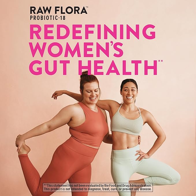 Raw Flora Women's Probiotics | Dr. Formulated 40 Billion CFU + Prebiotics | Digestive, Vaginal & Urinary Support | 33 Vegan Capsules with Cranberry & D-Mannose | Shelf Stable