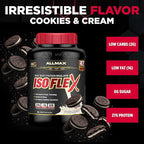 ALLMAX ISOFLEX Pure Whey Isolate Protein Powder - Gluten Free, Low Lactose, Sugar-Free - High-Protein, Clean, Keto-Friendly for Pre Post Workout Supplement for Women and Men | Cookies & Cream, 5lb