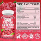 Calcium Magnesium Zinc Gummies with Potassium Vitamin C, B6, D3, K2 - Calcium for Women & Men - Calcium Magnesium Zinc Multi Vitamin Supplement for Bones, Muscles, Teeth, Calm Mood & Immunity - 60 Cts