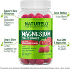NATURELO Magnesium Citrate Gummies - for Calm & Relaxation Support, Natural Berry Magnesium Gummies, 60 Vegetarian Gummies (Pack of 2)