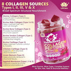Collagen Gummies + Biotin Soft Chews 3000mg for Women & Men, Ultra Hydrolyzed Collagen Peptides Boosting Type I,II,III,V,X, Vitamin C, E, Anti-Aging Formula for Hair, Skin & Nails, Digestion,Bone,60Ct