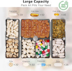 FYY Daily Pill Organizer,7 Compartments Portable Pill Case Travel Pill Organizer,[Folding Design] Pill Box for Purse Pocket to Hold Vitamins,Cod Liver Oil,Supplements and Medication-Grey