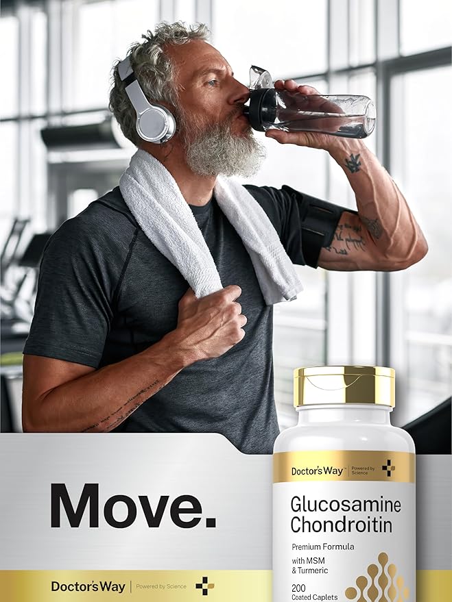Doctor's Way Glucosamine Chondroitin MSM Turmeric | 200 Caplets | Complex Supplement for Adults | Non-GMO, Gluten Free