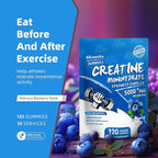 NSF Certified Creatine Gummy - Creatine Monohydrate Gummies 5000mg for Men & Women -120 Gummies Advanced Formula, Muscle Strength, Muscle Builder, Energy Boost, Pre-Workout Supplement-Blueberry