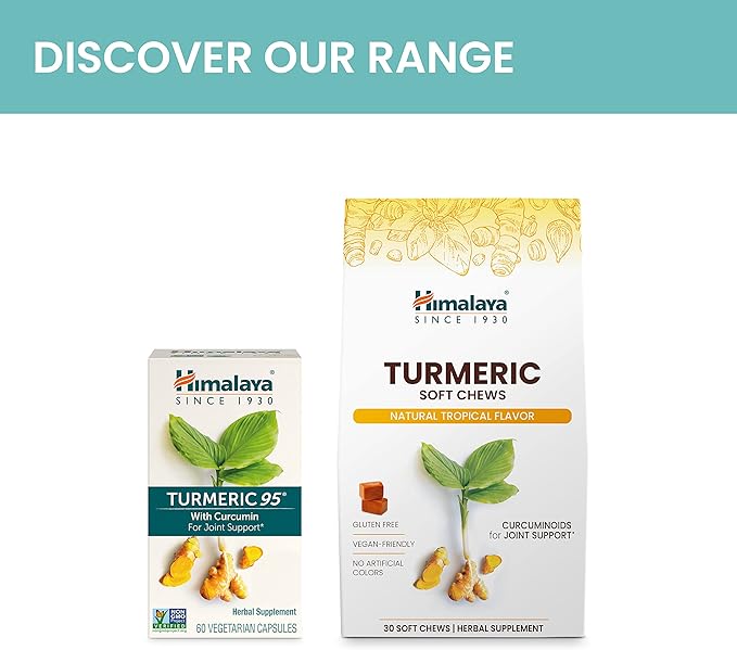 Himalaya Turmeric 95 Supplement with Curcumin/Curcuminoids, Joint and Muscle Support, Optimum Flexibility and Mobility, 600 mg, Non-GMO, Vegan, Gluten Free, 60 Capsules, 2 Pack, 60 Day Supply