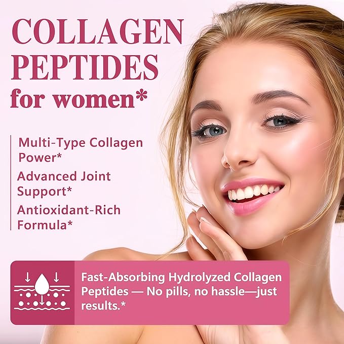Liquid Collagen Peptides - Multi Collagen for Women Type I, II, III, V, X with Glucosamine, MSM, Hyaluronic Acid, High Absorption Hydrolyzed Collagen Peptides Drops for Skin Hair Nail & Joint, Non-GMO