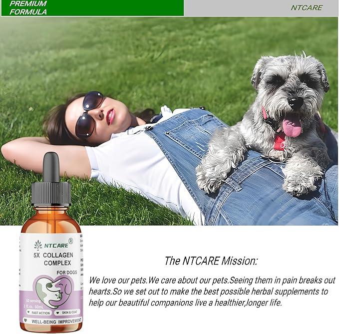 5X Collagen Complex for Dogs, 2 fl. oz, Fast Action Skin & Coat Supplement, 60 Servings