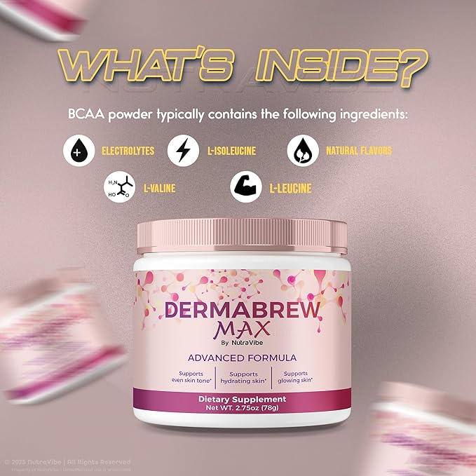 DermaBrew Max Powder, Derma Brew Max Korean-Inspired Blend for Skin Hydration, Radiance & Natural Healthy Skin | Premium Retinol Glow-Inspired Easy-to-Mix Formula Drink (30 Servings)