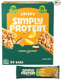 Simply Protein - Lemon Coconut Crispy Bars - Plant Based Protein Bars - Low Carb, Low Sugar, High Fiber - 13g Protein, 2g Sugar, 7g Fiber - Vegan, Gluten Free, Non GMO, Kosher - 24 Bars