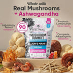 E&H Farms Sleep Mushroom Gummies for Focus & Energy - Prebiotic & Functional Mushrooms with Lion's Mane, Reishi, Cordyceps & Ashwagandha - Low Calorie Daily Vegan Supplement Gummies - 90 Mixed Flavor
