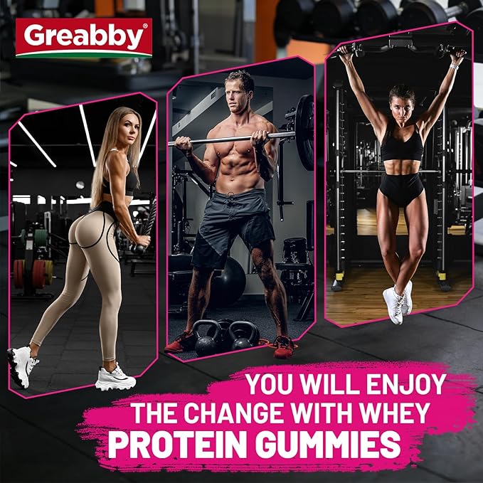 Protein Gummies, Chewable Whey Protein Supplement with L-Glycine & L-Leucine, 10g Protein for Women & Men, Muscle, Hair, Skin & Nails, 120 Count