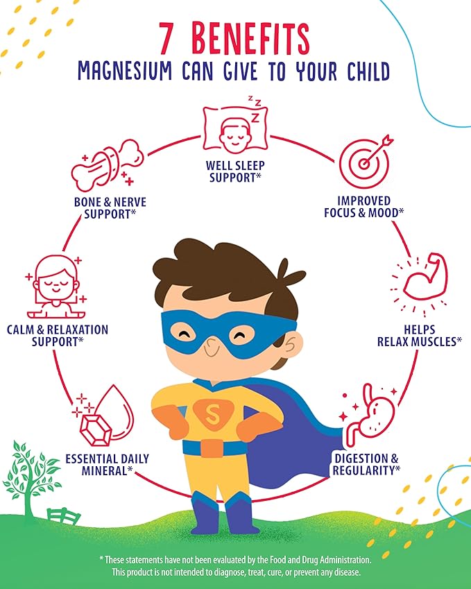 Sugar-Free Magnesium Gummies for Kids & Teens – 500mg Magnesium Citrate – Chewable Supplement for Calm, Mood & Nighttime Wind-Down – 90-Day Supply