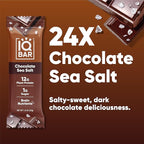IQBAR Clean Plant Protein Bars - Chocolate Sea Salt - 24 Count - Keto, Vegan, High Fiber, Gluten and Dairy Free, Low Sugar Snack - Brain and Body Nutrients for Focus, Energy, Meal Replacement