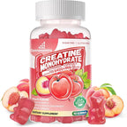 Creatine Monohydrate Gummies Complex for Men & Women -Advanced Formula W/L-Taurine + Vitamin B12, Sugar Free Chewable Supplement,90 Peach Gummies