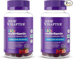 New Chapter Kids Multivitamin Gummies - 65% Less Sugar, Kids Gummy Vitamins with Vitamins C, D3 & Zinc, Non-GMO, Gluten Free, Berry-Citrus, 60ct,(Pack of 2)