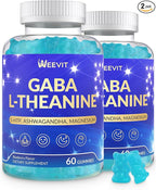 WEEVIT L-Theanine Gummies, L-Theanine GABA Supplement with 5-HTP, Ashwagandha, Magnesium, Vitamin B6, B12 - Melatonin-Free for Adults - Non-GMO, Vegan