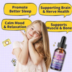 Kids Magnesium Liquid Drops-Magnesium Glycinate Liquid for Kids Supplement-w/L-theanine, Omega-3, Vitamin B6, D3 - for Sleep, Relaxation, Brain, Bones - Mixed Berry Flavor, 2 Fl Oz