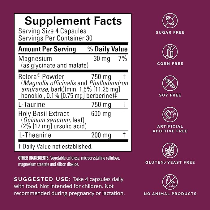 BRAINMD Dr Amen Everyday Stress Relief - 120 Capsules - Promotes Relaxation & Focus - Non-Drowsy - Gluten Free - 30 Servings