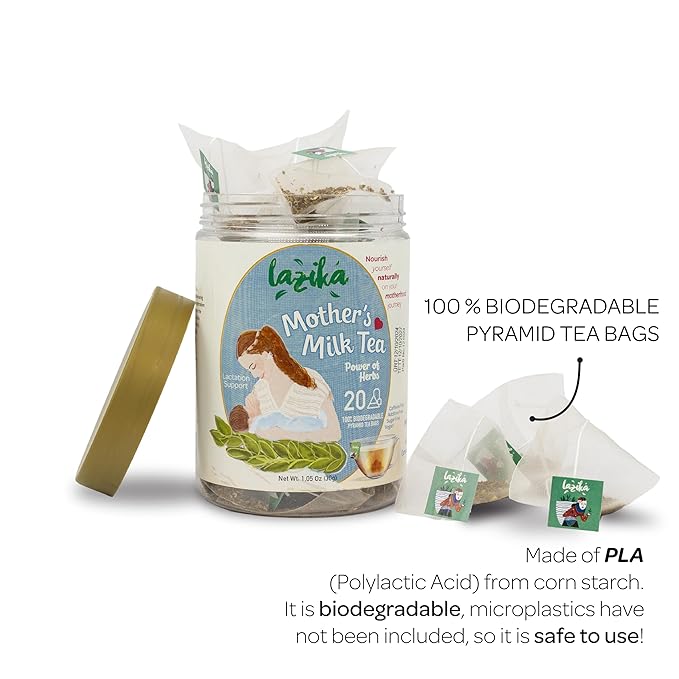 Lazika Lactation Tea, Breastfeeding and Lactation Support Tea, 20 Pyramid Teabags, Lactation Supplement, Increase Breastmilk Production, Fennel Anis and Caraway Fruit