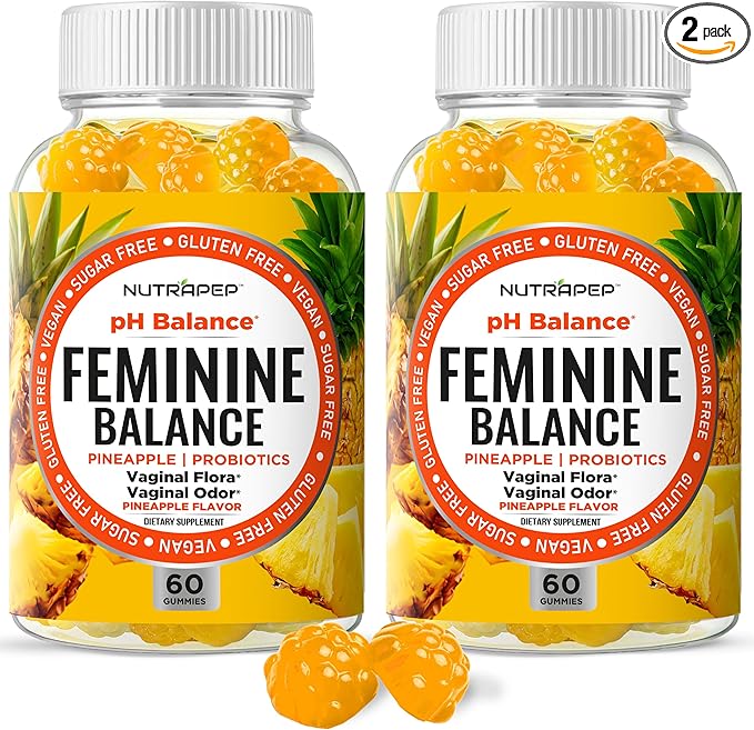 Feminine Balance Probiotics Gummies for Women - Vaginal Health & Women's pH Balance Natural Gummy Supplement with Cranberry Pineapple Powder - Sugar Free Gluten Free Vegan (Pack of 2)