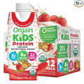 Orgain Organic Kids Nutritional Protein Shake, Strawberry, Healthy Kids Snacks, 8g Dairy Protein, 3g of Fiber, 22 Vitamins & Minerals, No Soy ingredients, Gluten Free, Non-GMO, 8.25 Fl Oz (Pack of 12)