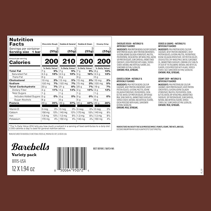Barebells Protein Bars People's Choice Variety Pack - 24 Bars (2 Packs of 12), 20g High Protein Treats - Chocolate Nutrition Bars with No Added Sugar - On-The-Go Breakfast or Post-Workout Snack.