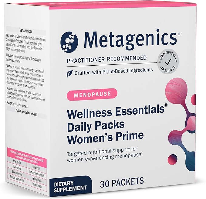 Metagenics Wellness Essentials Women's Prime - Daily Multivitamin & Omega-3 Packets for Menopause Support, Bone, Heart, Brain & Immune Health* - Gluten-Free - GMP Certified Facility - 30 Pack